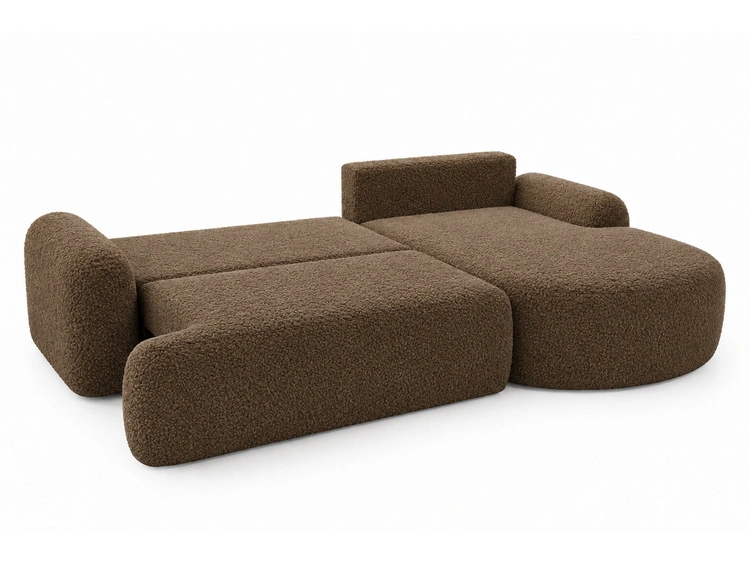 Ecksofa L-Form Rechts mit Schlaffunktion und Bettkasten Aurio Braun