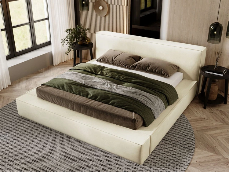 Polsterbett mit Bettkasten und Lattenrost 140x200 Mali Beige