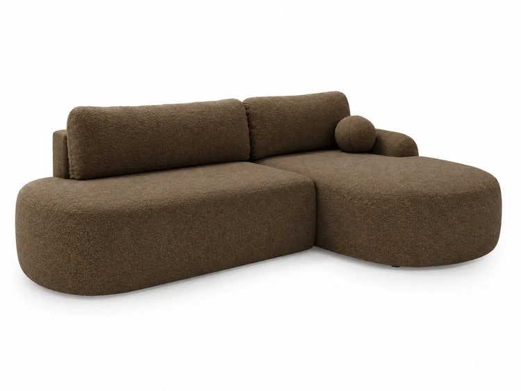 Ecksofa L-Form Rechts mit Schlaffunktion und Bettkasten Aurio O Braun